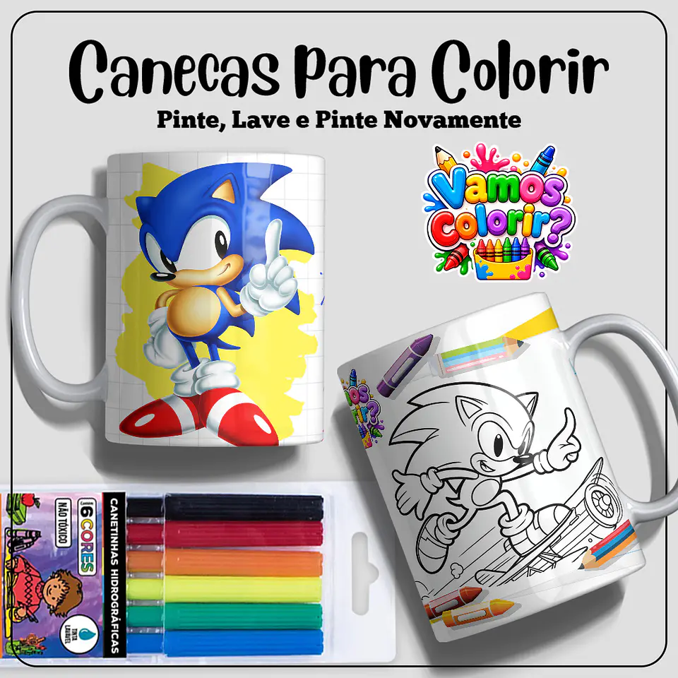 Coleção Canecas Dia das Crianças para colorir 12