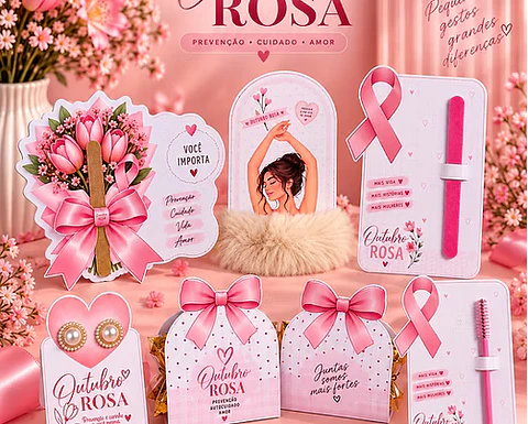 KIT ARQUIVO DIGITAL OUTUBRO ROSA- CARDS E TAGS