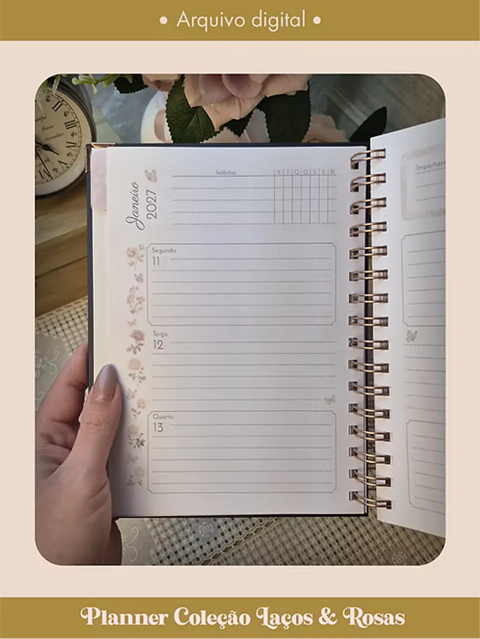 Planner Coleção Laços & Rosas Wire-o 4