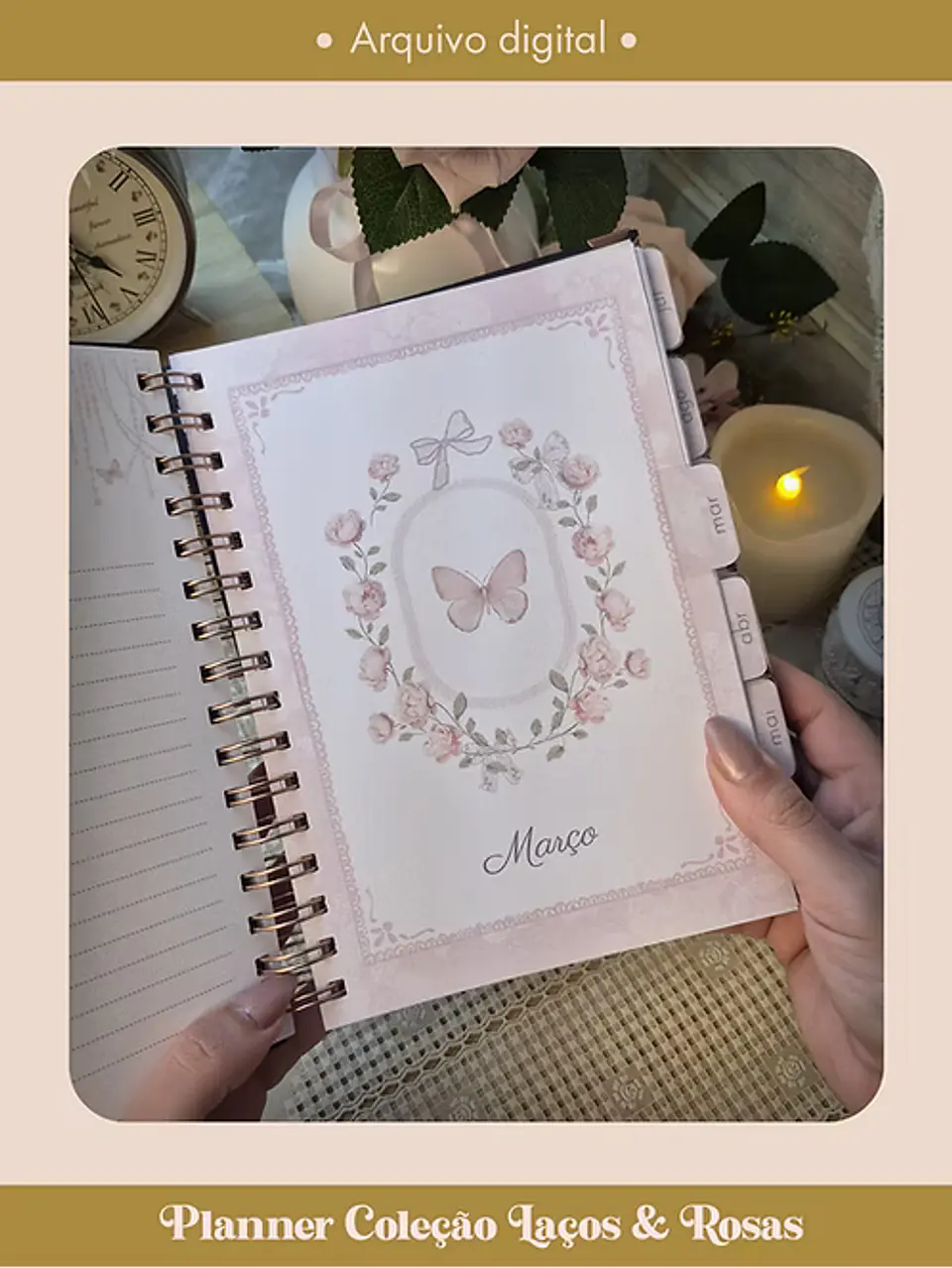 Planner Coleção Laços & Rosas Wire-o 3