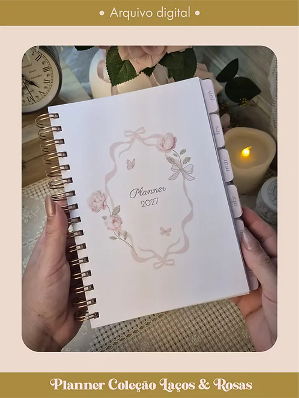 Planner Coleção Laços & Rosas Wire-o 7