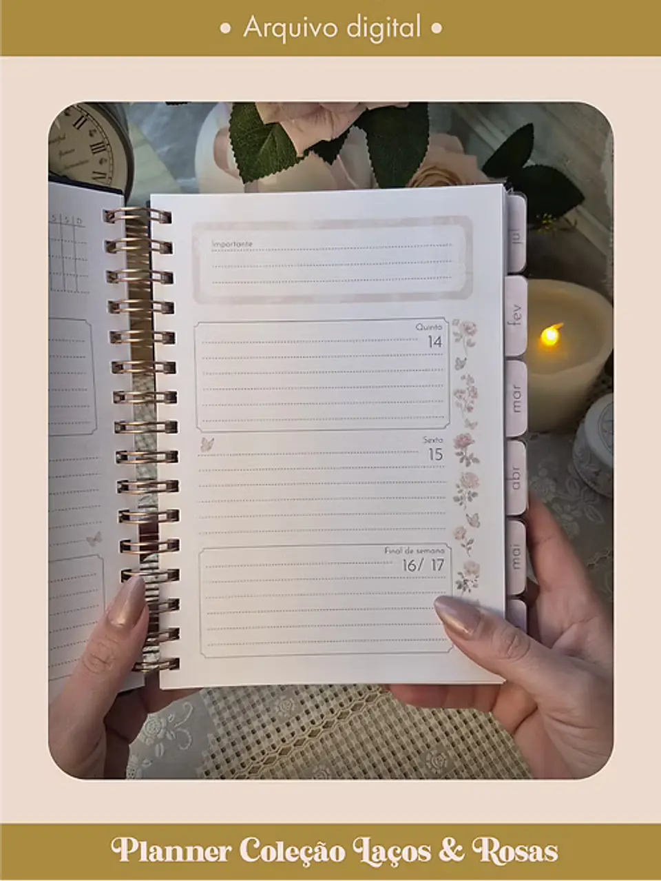 Planner Coleção Laços & Rosas Wire-o 8