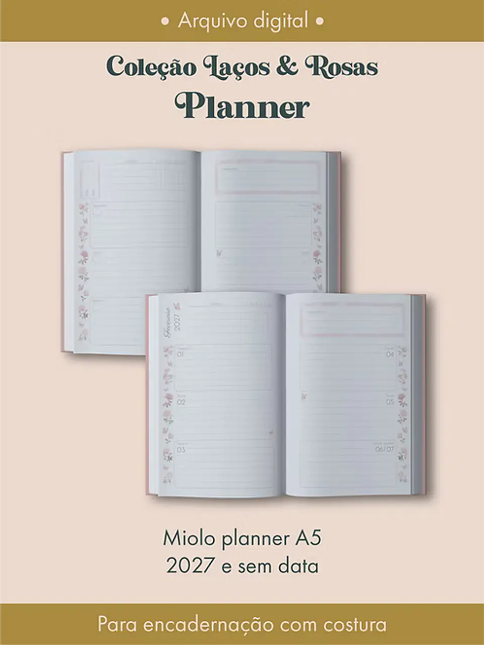 Planner Coleção Laços & Rosas Costura 4