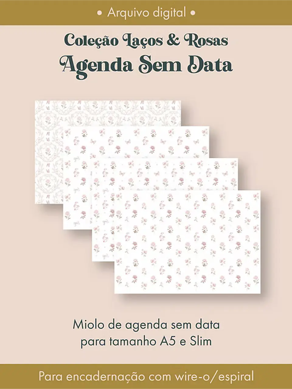 Agenda Sem Data Coleção Laços & Rosas Wire-o 4