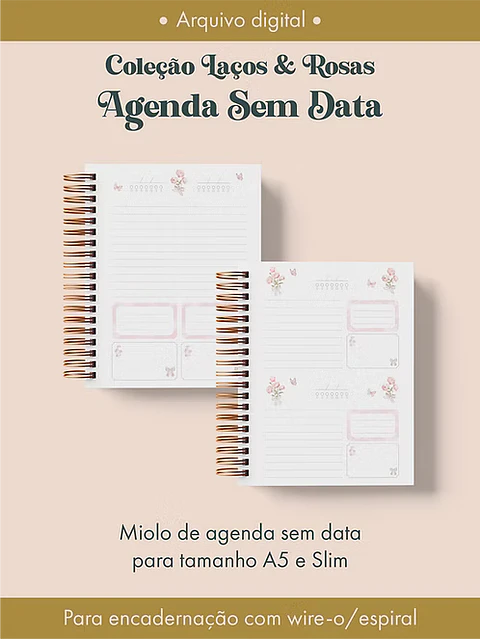 Agenda Sem Data Coleção Laços & Rosas Wire-o