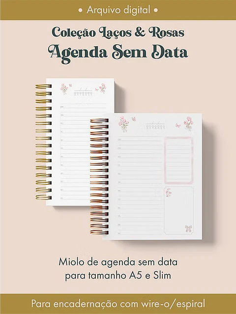 Agenda Sem Data Coleção Laços & Rosas Wire-o
