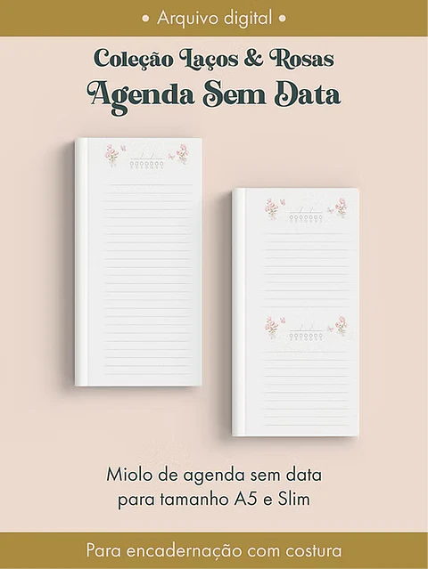Agenda Sem Data Coleção Laços & Rosas Costura