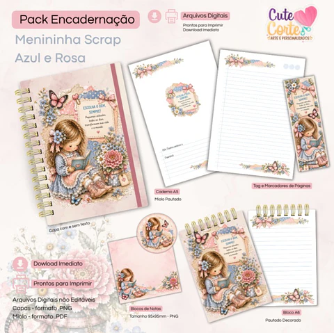 Arquivo Caderno Scrap Rosa e Azul