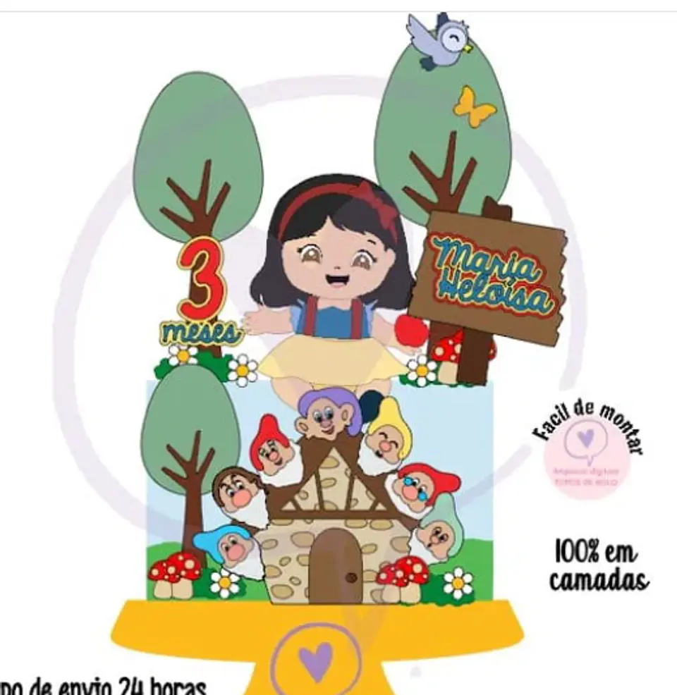 Arquivo de Corte Topo de Bolo Branca de Neve Baby 1