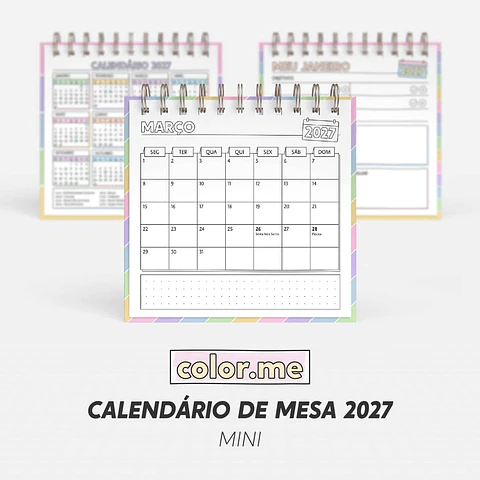 Calendário de Mesa 2027 Color.me – Mini