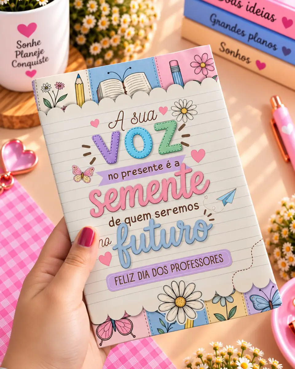 Capa e folhas caderno A5 estilo brochura Menininhas – Dia dos Professores 2026 2