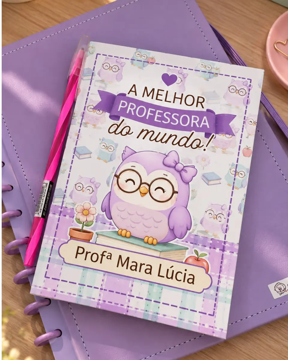 Capa e folhas caderno A5 estilo brochura Corujinhas – Dia dos Professores 2026 5