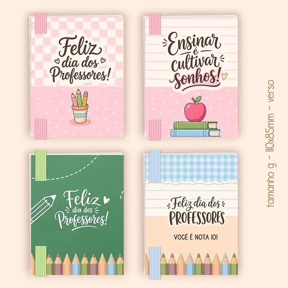 Capas para bloco (tipo post-it) – 3 tamanhos – Professores 2026 3