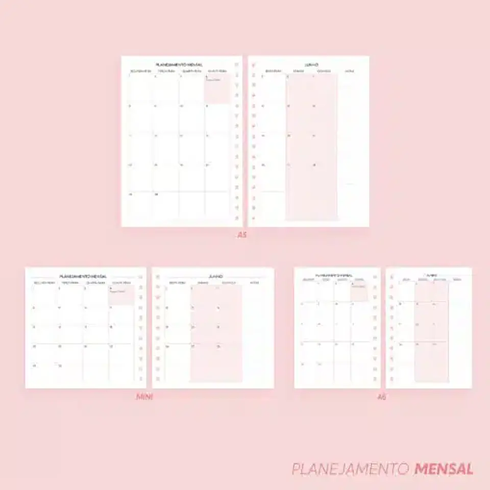 Planejador Mensal 2027 | Datado – A5, A6 e Mini 3