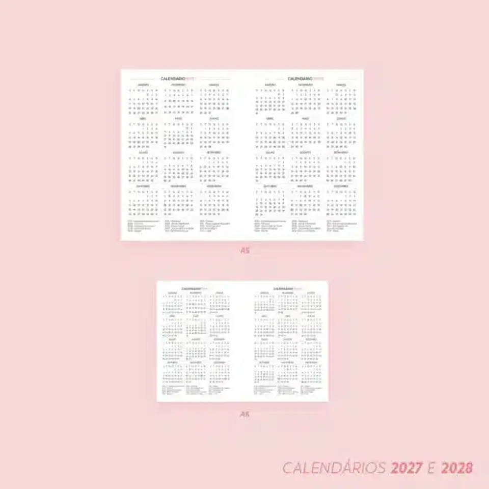 Planejador Mensal 2027 – Brochura | Datado – A5 e A6 2