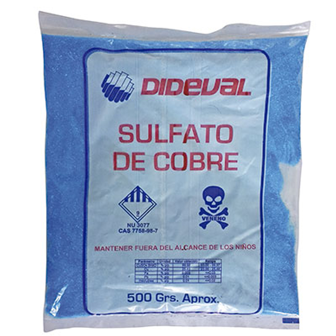 Sulfato De Cobre Bolsa 1/2kg Dideval 1