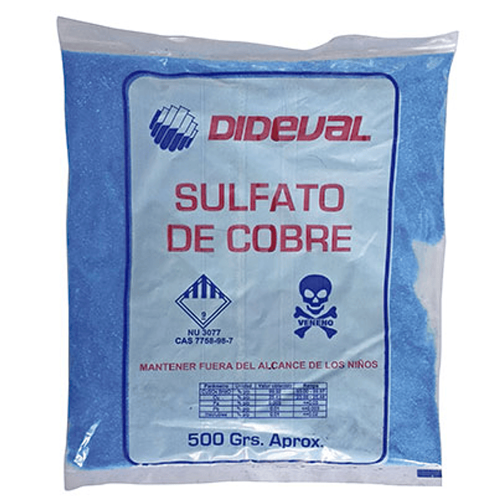 Sulfato De Cobre Bolsa 1/2kg Dideval 1