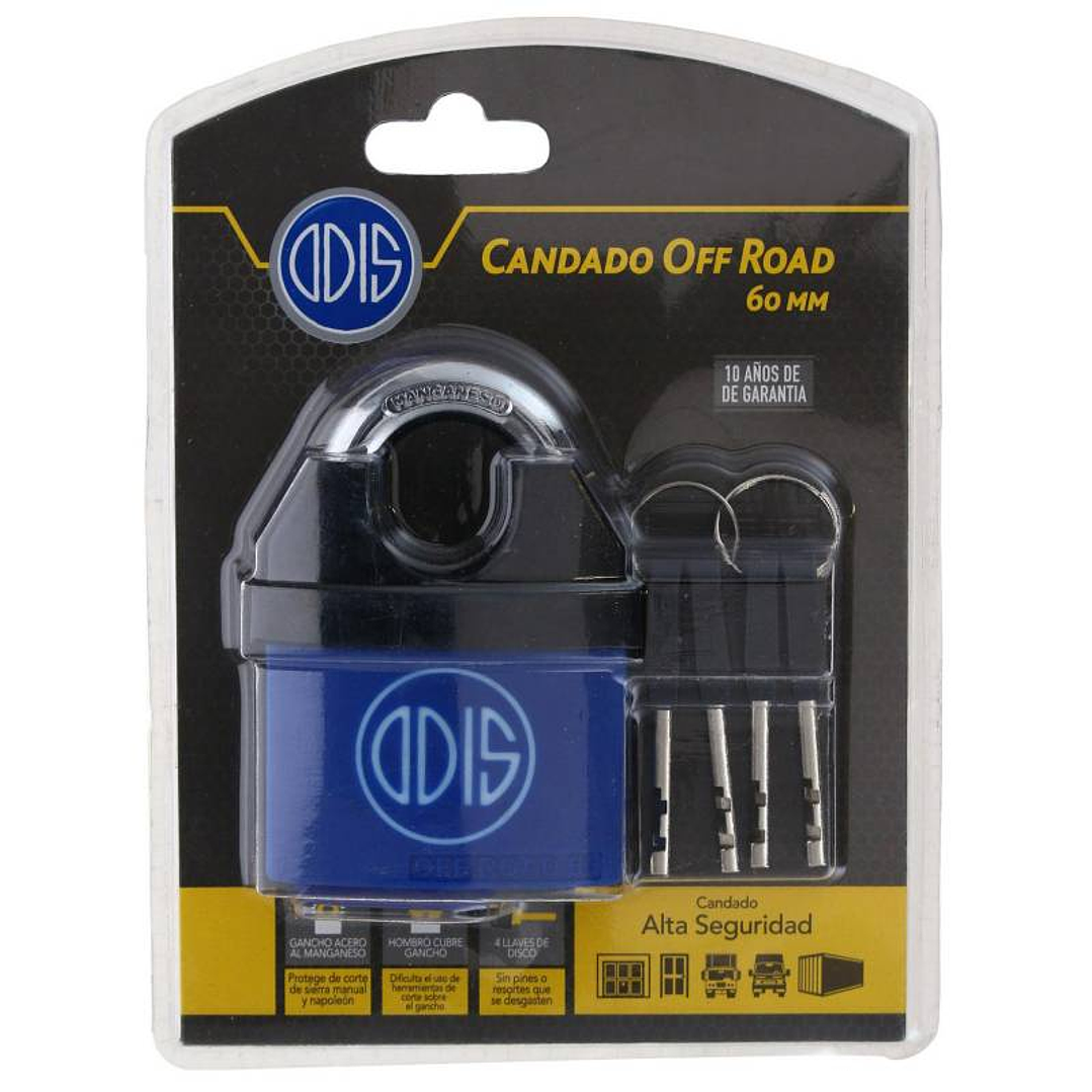 Candado Odis Off Road 60mm (Azul) Blister Odis 1