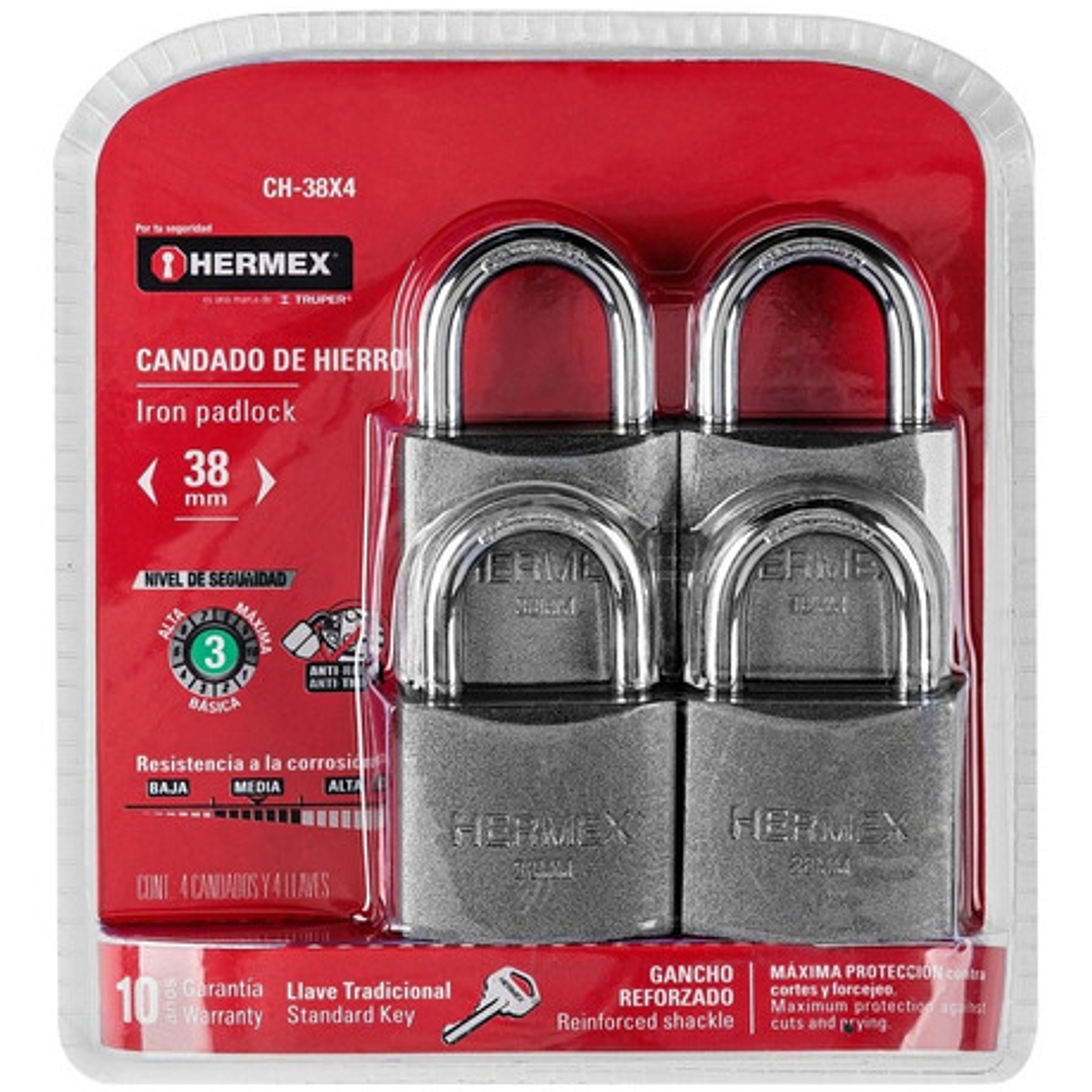 Juego 4 Candados Maestro Hermex Cod. 43333 1
