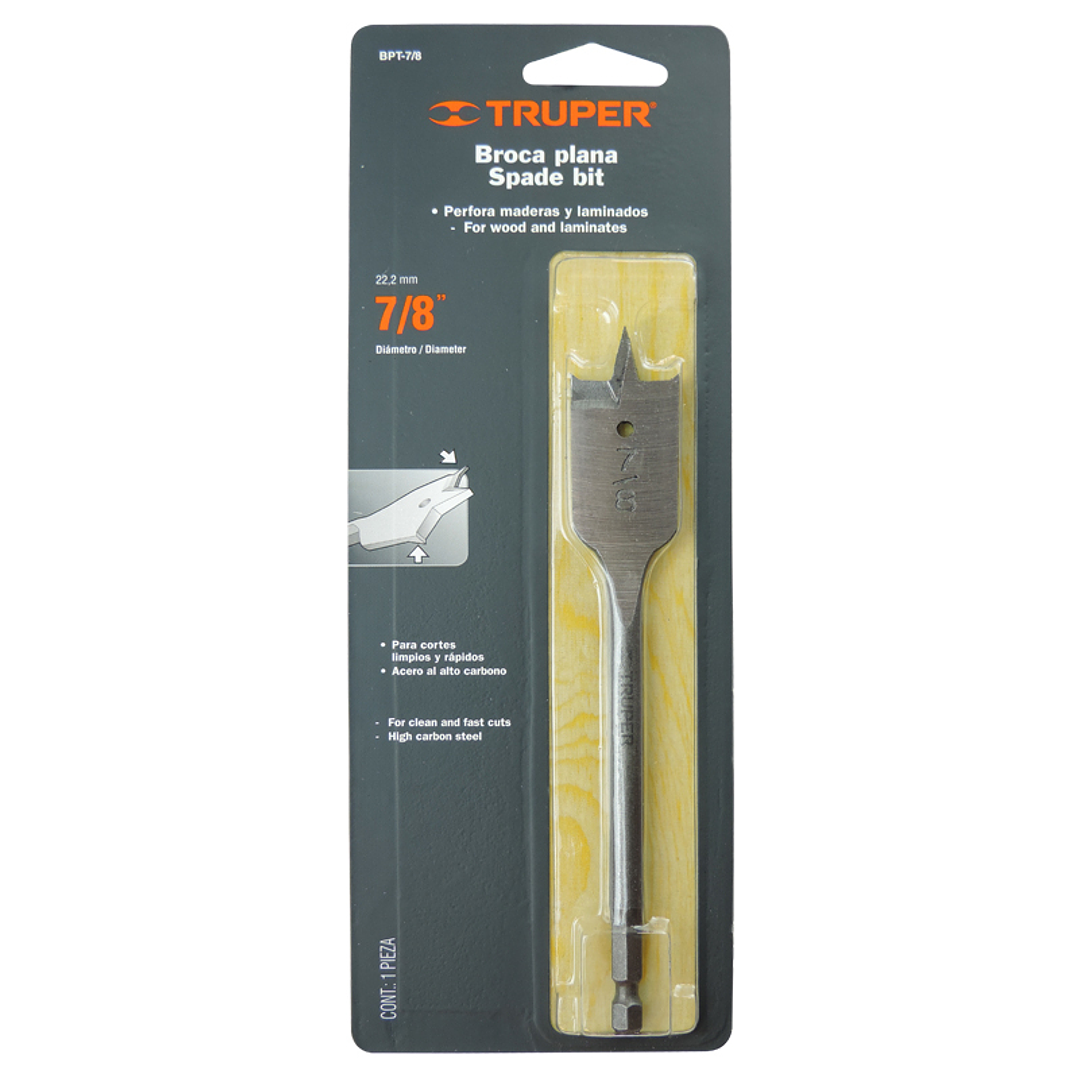 Broca Madera Plana 7/8 Truper Cod. 11381 1