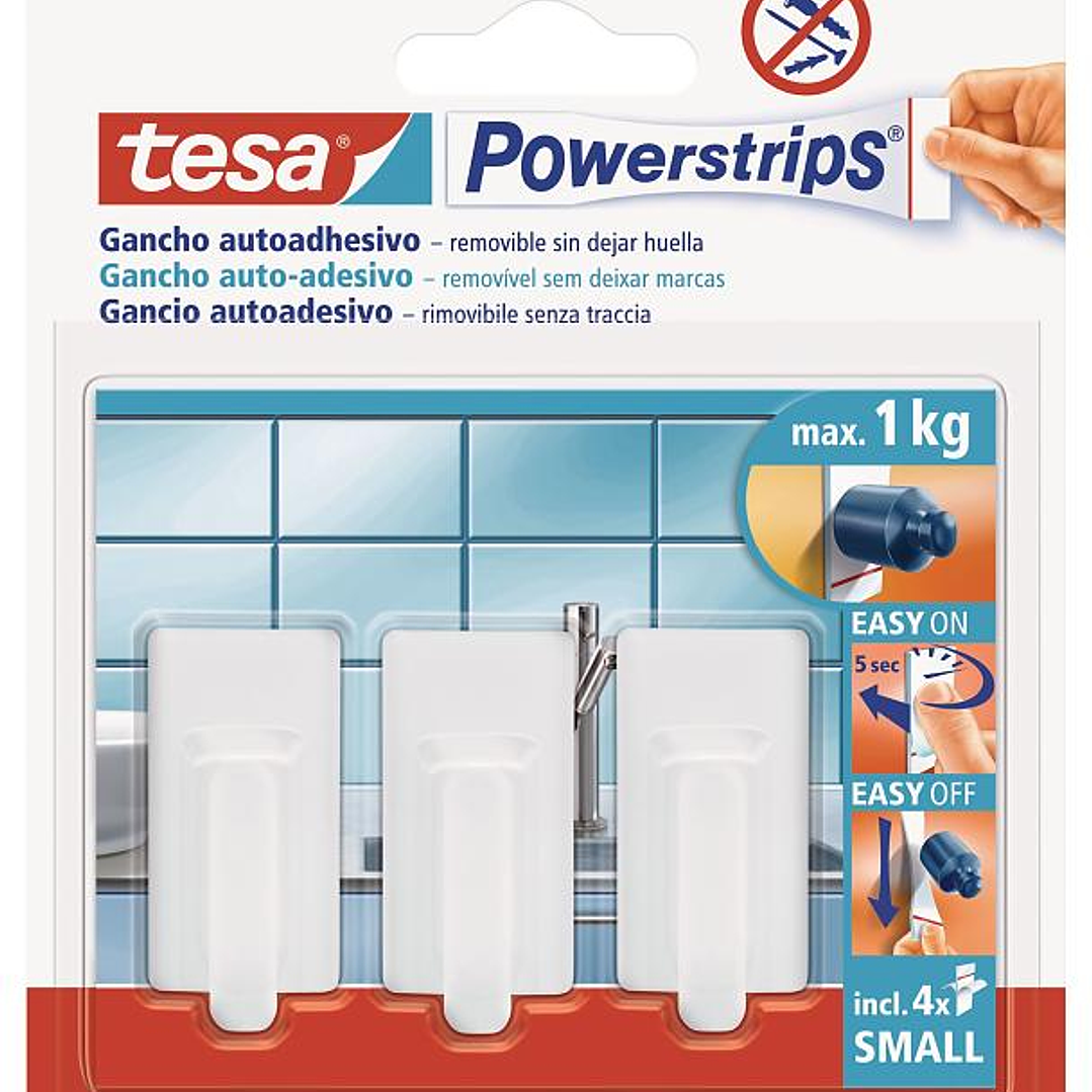 Gancho Con Adhesivo Blister 3 Unid Tesa 1