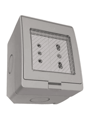 Caja Interperie Lexo Toma Corriente Doble 10a + 10/16a