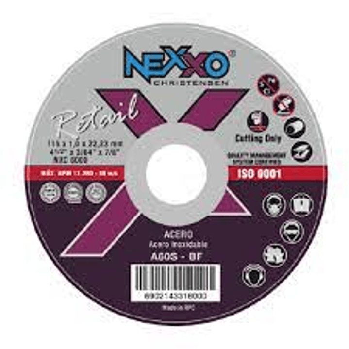 Disco Disco Corte Metal 4 1/2'' X 1mm Inox Nexxo 1