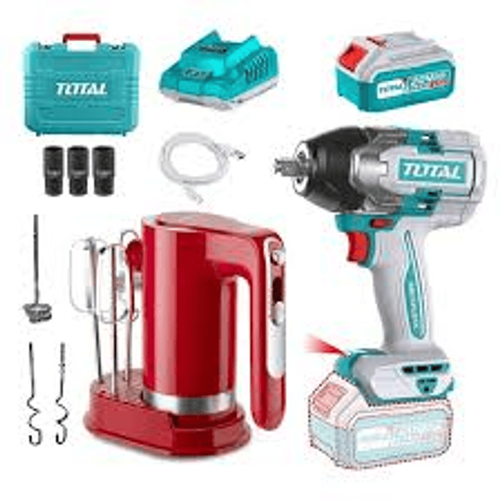 Taladro Impacto TOTAL  20V + 2 Baterías + Cargador + BATIDORA (COMBO) TOTAL COD. 23062  1