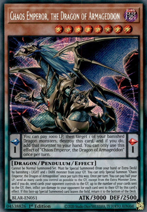 Chaos Emperor, the Dragon of Armageddon - BLAR-EN051 - Secret Rare 1