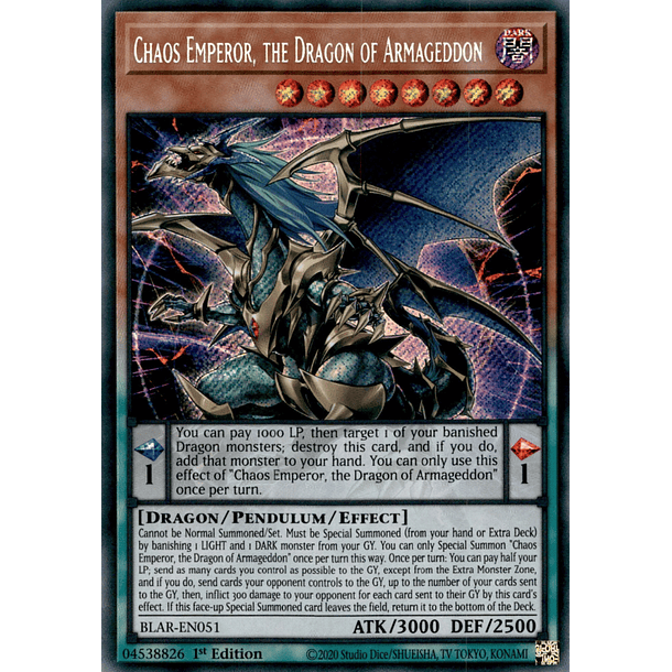 Chaos Emperor, the Dragon of Armageddon - BLAR-EN051 - Secret Rare