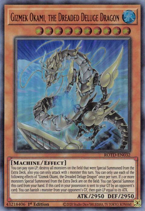 Gizmek Okami, the Dreaded Deluge Dragon - ROTD-EN032 - Ultra Rare