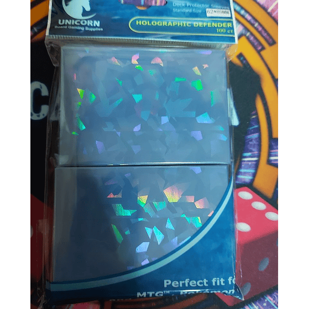 Unicorn Micas Holographic Defender Paquete con 100 color Azul Tamaño Yugi 