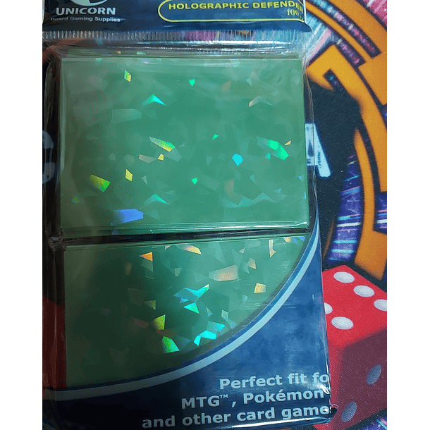 Unicorn Micas Holographic Defender Paquete con 100 color Verde Tamaño Yugi 