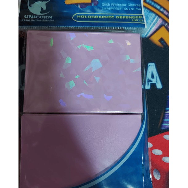 Unicorn Micas Holographic Defender Paquete con 100 color Rosa Tamaño Yugi 