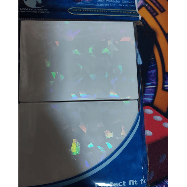 Unicorn Micas Holographic Defender Paquete con 100 color Blanco Tamaño Yugi 