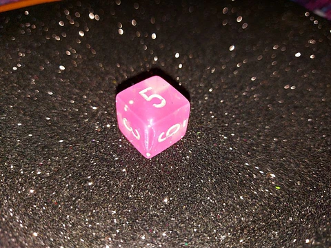 Dado 6 caras - Chessex - Rosa Claro Glitter