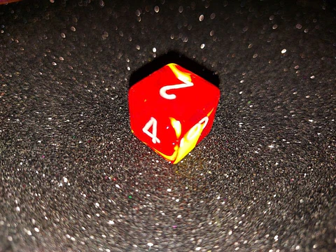 Dado 6 caras - Chessex - Rojo con Amarillo Marmol