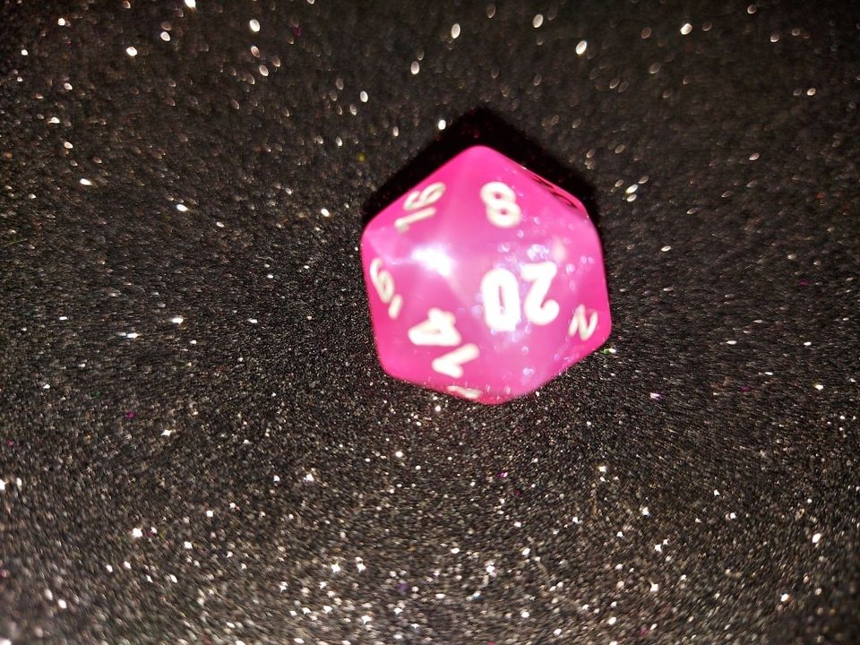 Dado 20 caras - Chessex - Rosa Glitter  1