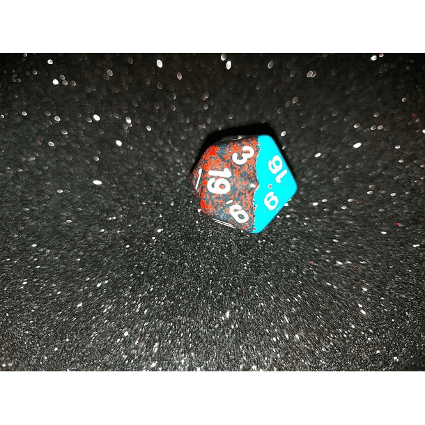 Dado 20 caras - Chessex - Azul / Rojo negro