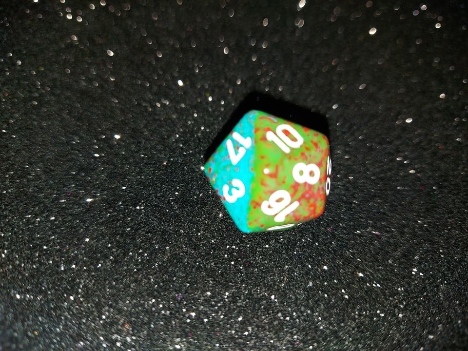 Dado 20 caras - Chessex - Verde cobrizo / Azul  1
