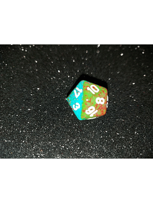 Dado 20 caras - Chessex - Verde cobrizo / Azul 
