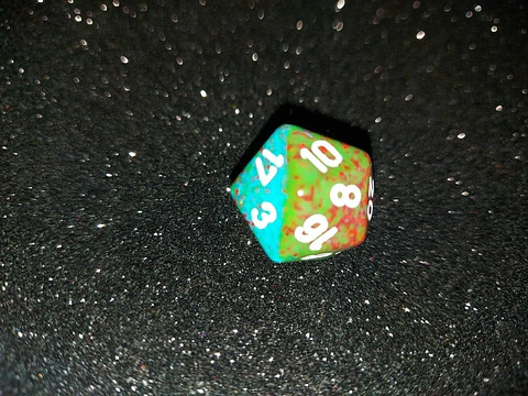 Dado 20 caras - Chessex - Verde cobrizo / Azul 
