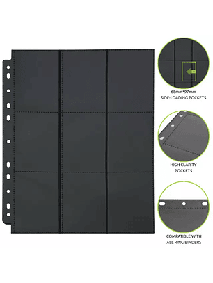 Micas Hojas para carpeta 9 espacios negras sideloader