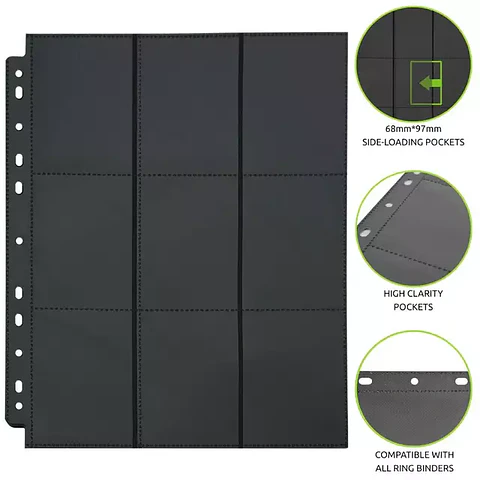 Micas Hojas para carpeta 9 espacios negras sideloader