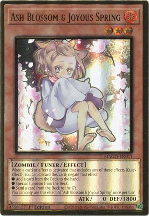 Ash Blossom & Joyous Spring (Alt. Art) - MAGO-EN011 - Premium Gold Rare