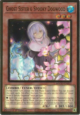 Ghost Sister & Spooky Dogwood (Alt Art) - MAGO-EN013 - Premium Gold Rare  1