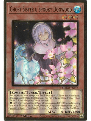 Ghost Sister & Spooky Dogwood (Alt Art) - MAGO-EN013 - Premium Gold Rare 