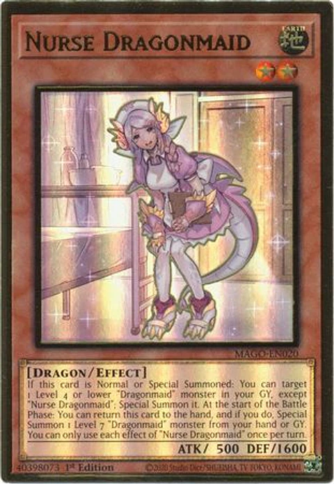 Nurse Dragonmaid - MAGO-EN020 - Premium Gold Rare