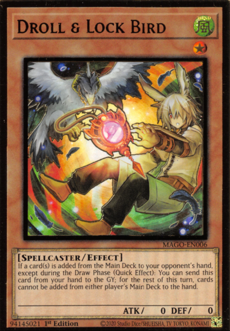 Droll & Lock Bird (Alternate Art) - MAGO-EN006 - Premium Gold Rare 1