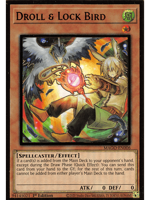 Droll & Lock Bird (Alternate Art) - MAGO-EN006 - Premium Gold Rare